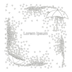 Wall Mural - Umbrella, hearts monochrome background, Lorem ipsum for web, for print, love conception, Saint Valentine day