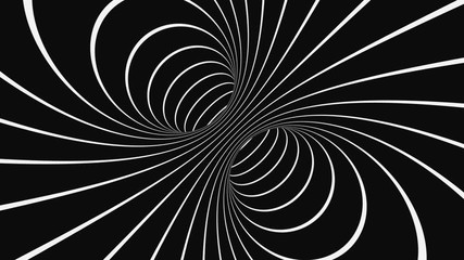 Wall Mural - Black and white psychedelic optical illusion. Abstract hypnotic animated background. Spiral geometric looping monochrome wallpaper