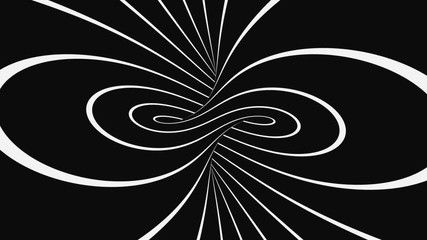 Wall Mural - Black and white psychedelic optical illusion. Abstract hypnotic animated background. Spiral geometric looping monochrome wallpaper