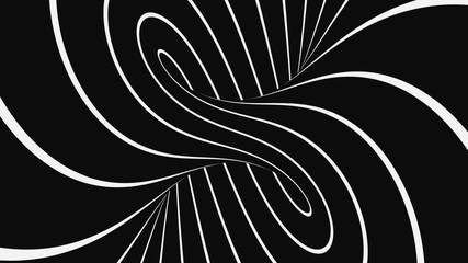 Wall Mural - Black and white psychedelic optical illusion. Abstract hypnotic animated background. Spiral geometric looping monochrome wallpaper