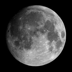 Wall Mural - waxing gibbous moon phase, isolated in the black space, there are some good craters, like copernicus