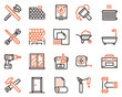 Home renovation and repair color linear icons set