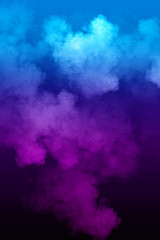 Purple and blue smoke on the black background. Colorful smoke isolated. 