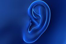 3d Rendered Illustration Of An Abstrac Blue Female Ear