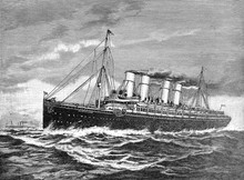Double-screw Steamer (steam Ship) Germany 1900 To New York After The World War 1, Illustration From Brockhaus Konversations-Lexikon 1908