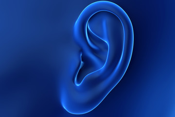 3d rendered illustration of an abstrac blue female ear