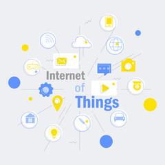 Canvas Print - internet of things and internet connections infographic modern linear style, mobile control connecte