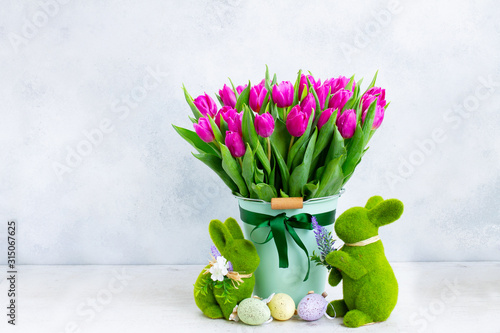 Pink fresh tulips
