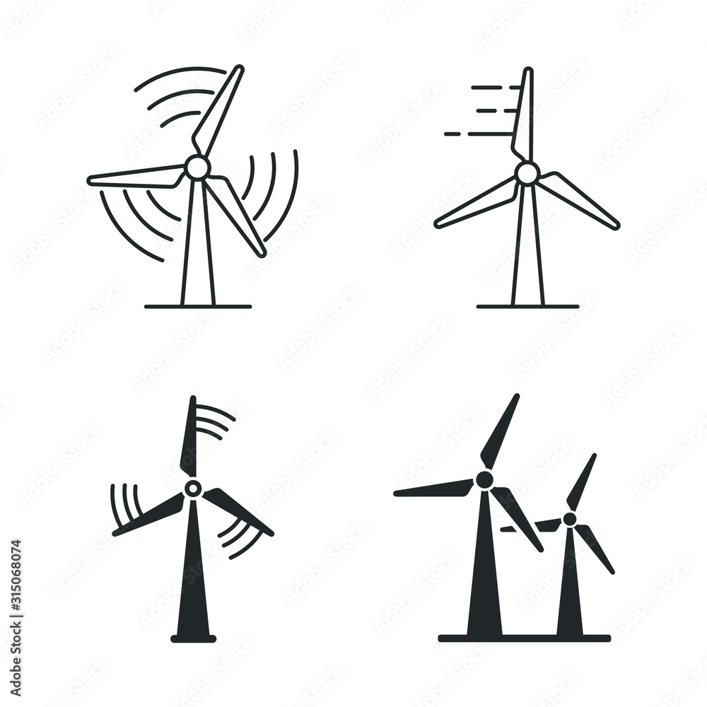 Wind power icon template color editable. wind turbine symbol vector sign isolated on white background illustration for graphic and web design. - obrazy, fototapety, plakaty 