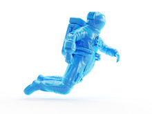 3d Rendered Object Illustration Of An Abstract Blue Astronaut