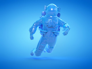 3d rendered object illustration of an abstract blue astronaut