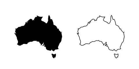 Wall Mural - Australia vector icon isolated. Flat outline vector illustration. Australia icon set. Line icon. Black Australia map. Geography concept.