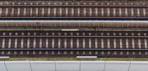 aerial top view railway road train transportation route from above industrial symmetry wallpaper pattern background picture