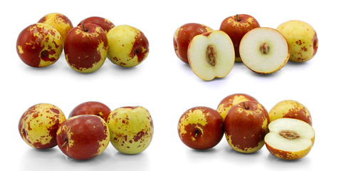 Wall Mural - Set of Jujube or Monkey apple Fruits isolated on white background