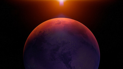 Wall Mural - planet mars, sunrise on the red planet