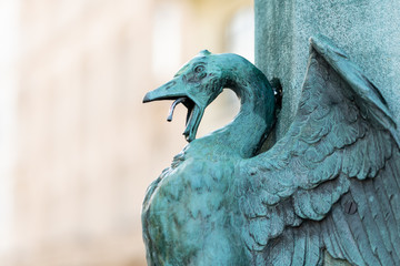 Wall Mural - Detail of statue of a girl with a goose, fountain in Vienna