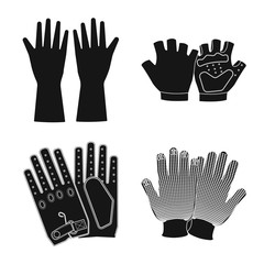 Wall Mural - Vector illustration of glove and winter sign. Set of glove and equipment stock symbol for web.