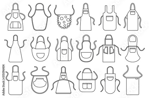 Fotografía Kitchen apron vector line icon set