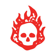 Red Burning Skull Logo Icon. Skull Vector Image.