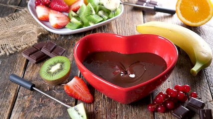 Sticker - chocolate sauce and fruit dipping- traditional chocolate fondue