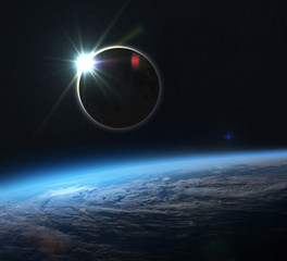 Wall Mural - planet earth and solar eclipse.