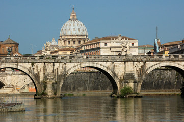 Wall Mural - Rome view from the bridge over the Tiber river - Rome - Italy