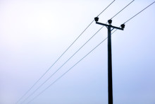 Power Lines Under Overcast Sky