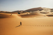 © Anna Wiewiora/Caia Image - Man walking in sunny, sandy desert, Sahara, Morocco