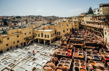 Scenic View Of Leather Tannery Dye Pits, Fes, Morocco