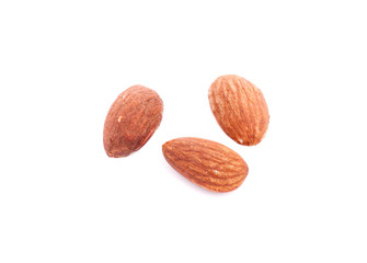 group of almonds isolated on white