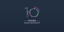 10 Years Anniversary Vector Icon, Logo. Neon Graphic Number