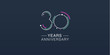 30 years anniversary vector icon, logo. Neon graphic number ation