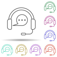 Poster - Call-center, communication in multi color style icon. Simple thin line, outline vector of communication icons for ui and ux, website or mobile application