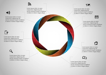 Wall Mural - Circle divided to eight parts filled by color patterns