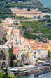 View of Amalfi village, coastline of south mediterranean sea, Sorrento, Italy.