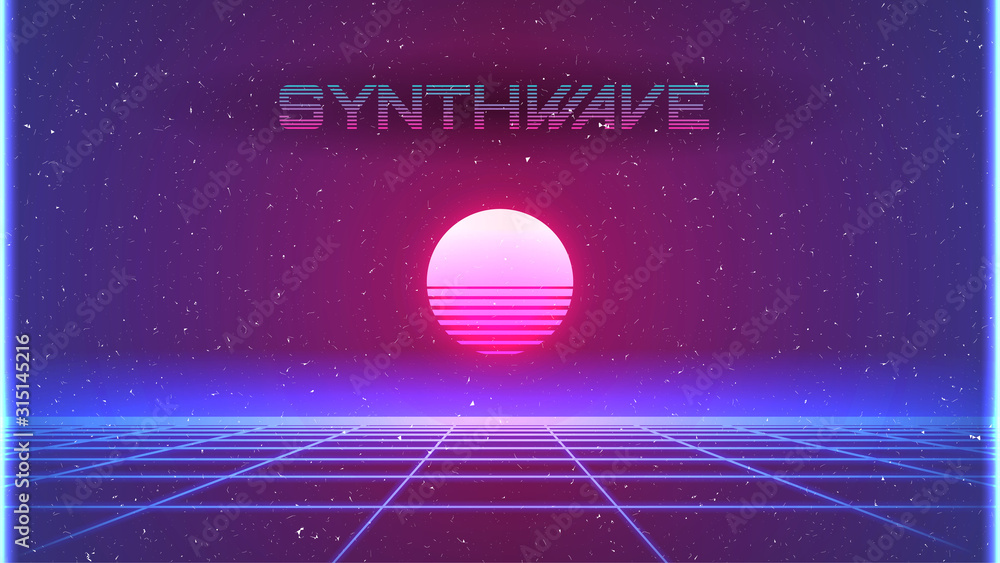 Image vectorielle Stock Synthwave Sunset background. Retro Future sci ...