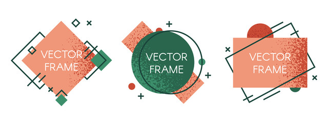 Wall Mural - abstract geometric frames. graphic modern text frame, dynamic coloured speech elements vector set