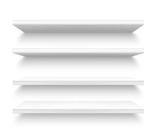Realistic Plastic Shelves, 3d Metallic White Shelf