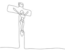 Continuous Line Drawing Of Christian Jesus Cross