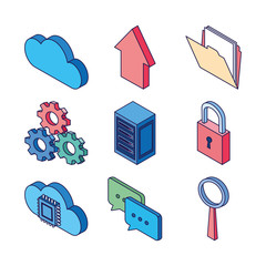 Sticker - cloud computing gears magnifier folder circuit data server technology internet