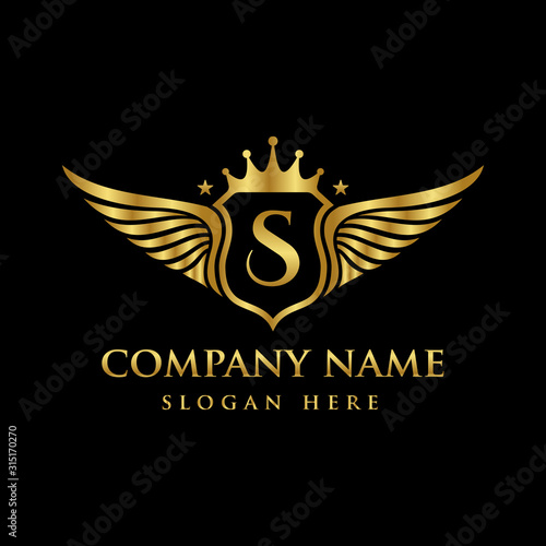 Luxury Royal Wing Letter S Crest Gold Color Logo Vector Victory Logo Crest Logo Wing Logo Vector Logo Template Stock Vector Adobe Stock