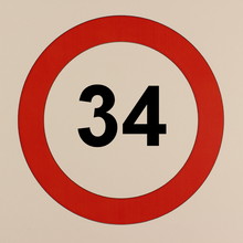 Grafische Darstellung Des Straßenverkehrszeichen Maximalgeschwindigkeit 34 Km/h