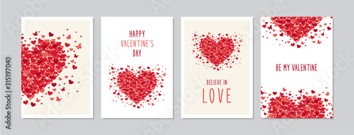 Cuadros en Lienzo Valentine`s Day cards set with hand drawn hearts design