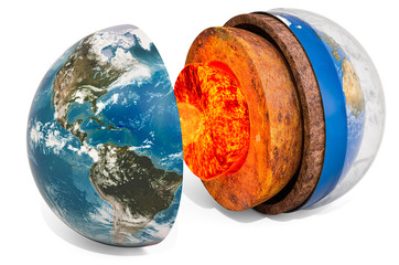 Wall Mural - structure of planet earth with atmosphere layer concept, 3d rendering
