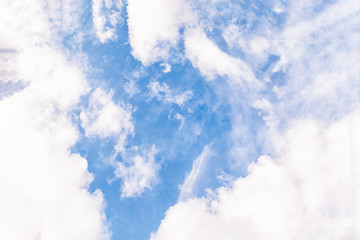 Wall Mural - Beautiful blue sky with fluffy and cirrocumulus white clouds