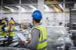 © Martin Barraud/Caia Image - Male supervisor with paperwork walking in steel factory
