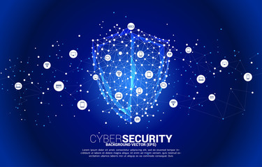 Poster - Protection shield icon from dot connect line polygon network. concept of guard security and safety
