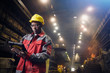 © Caiaimage/Agnieszka Olek/Caia Image - Steelworker using digital tablet in steel mill