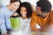 © Sam Edwards/Caia Image - Multi-ethnic family making healthy green smoothie in blender