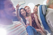 © Caiaimage/Agnieszka Olek/Caia Image - Young women friends with camera phone taking selfie on airplane